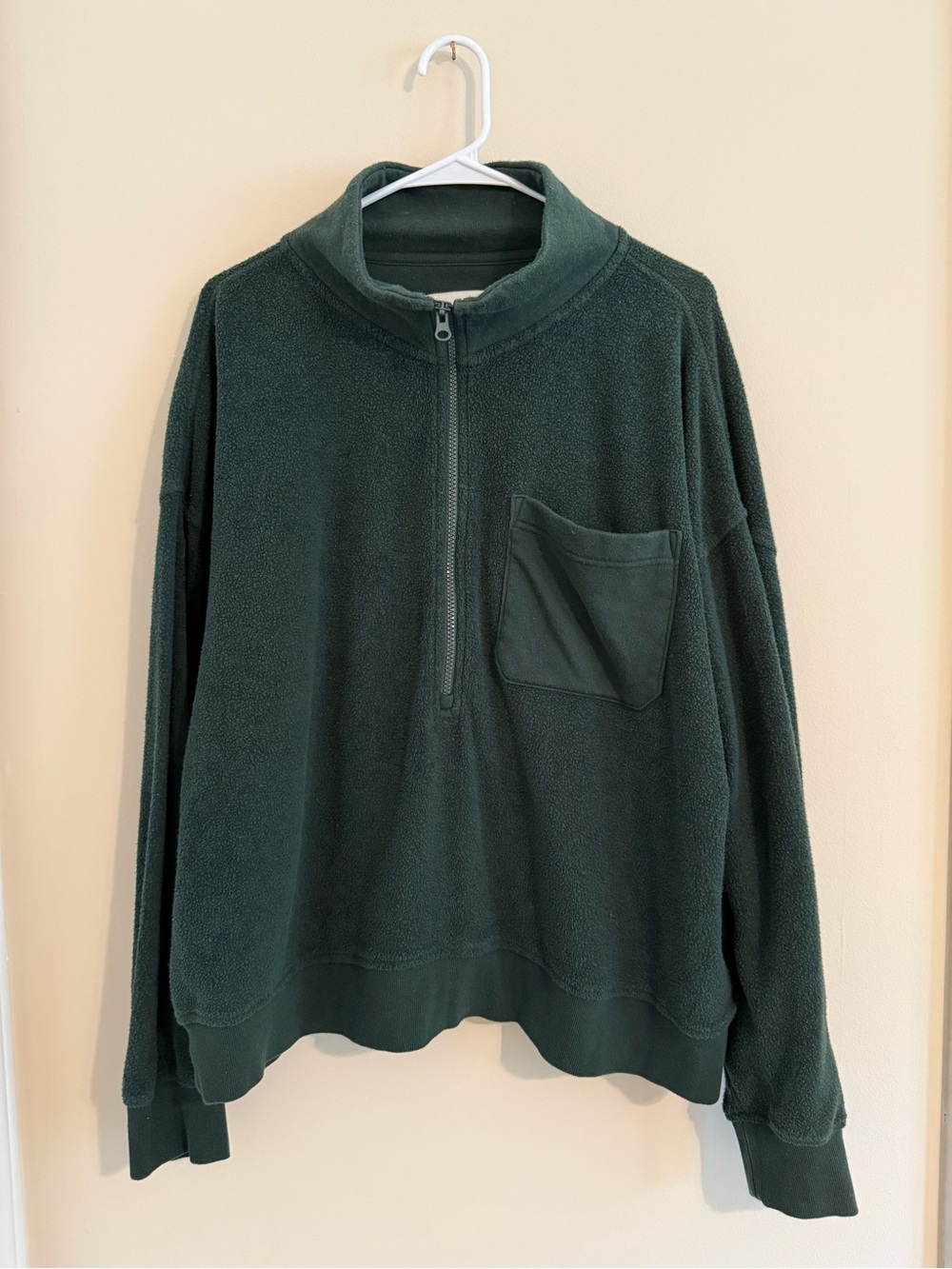 Aerie Sherpa Quarter Zip Pullover Women's Large Green Fleece Cozy - Picture 2 of 13